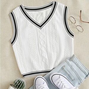 Shein Varsity Striped Cropped Sweater Vest